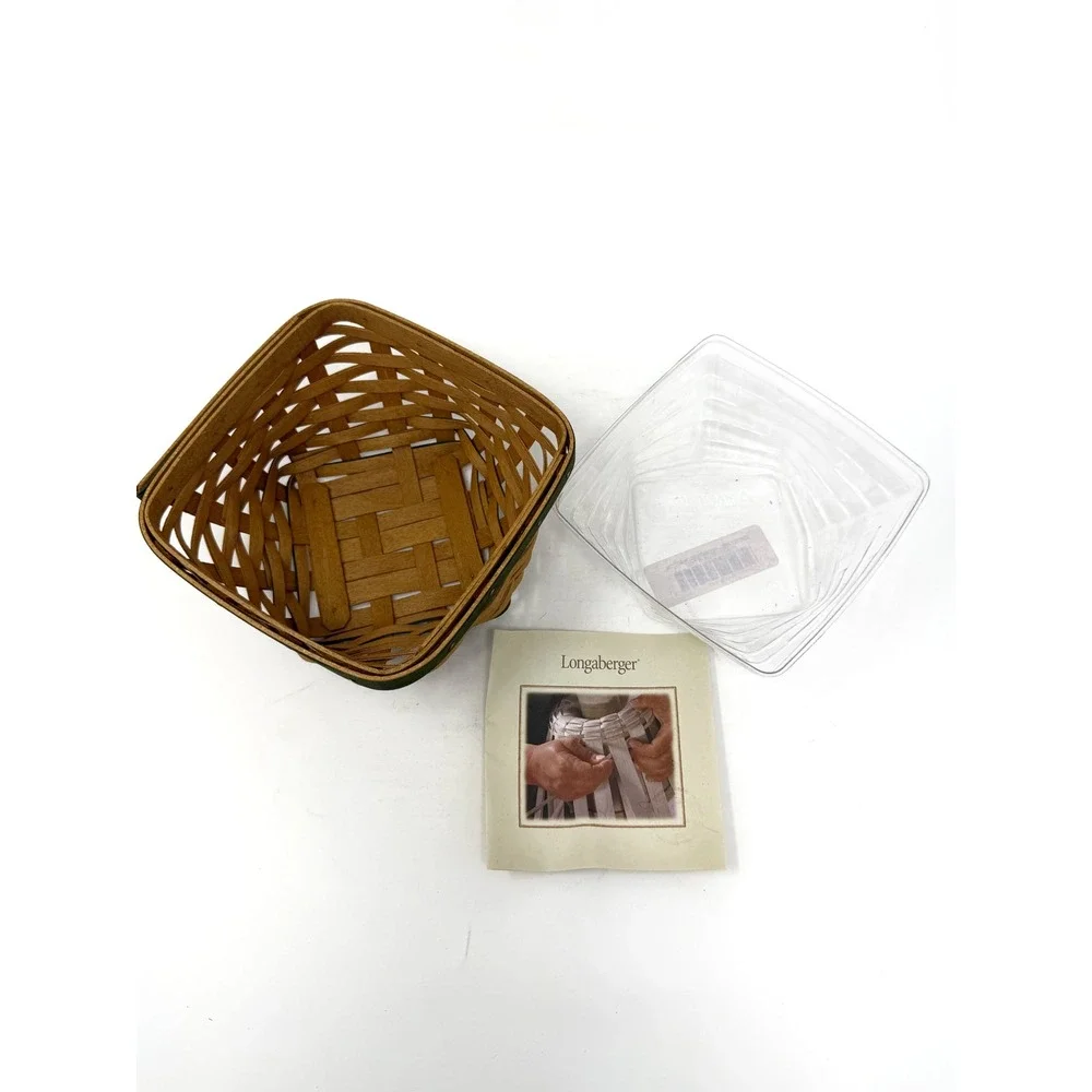 Longaberger 2006 Small Square Basket Green Trim Protector Liner Included